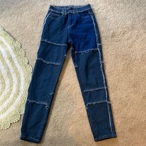 Brand new never worn blue patchwork denim jeans from SHEIN